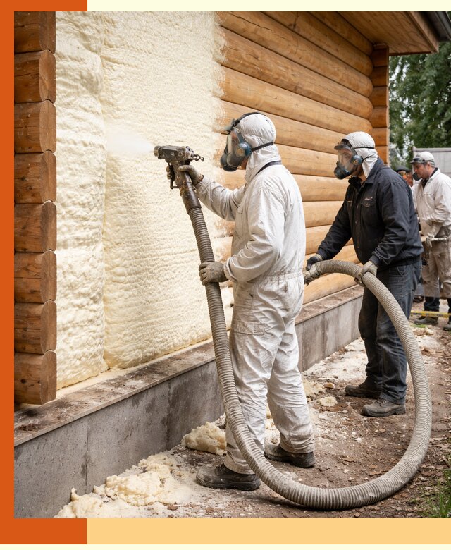 Утепление дома из бруса пенополиуретаном в Алексеевке