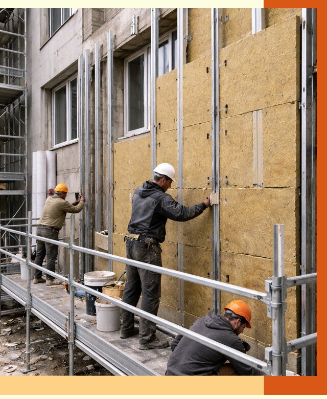 Утепление вентилируемого фасада в Алексеевке от 5669 руб/м2 — монтаж и утепление вентфасад | ТепломастерЛкв